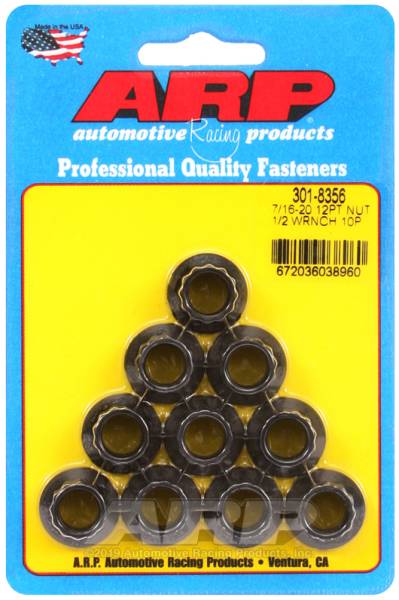 ARP - ARP 301-8356 ARP 7/16-20 1/2 Socket 12 Pt Nut Kit (Pack of 10)