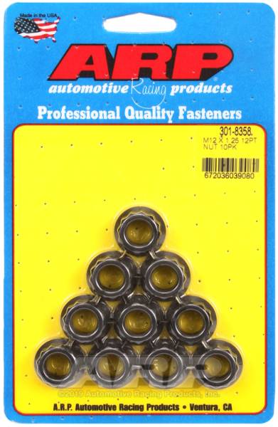 ARP - ARP 301-8358 ARP M12 x 1.25 12-Point Nut Kit (Pack of 10)