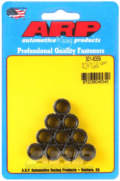 ARP - ARP 301-8359 ARP M10 x 1.00 12-Point Nut Kit (Pack of 10)