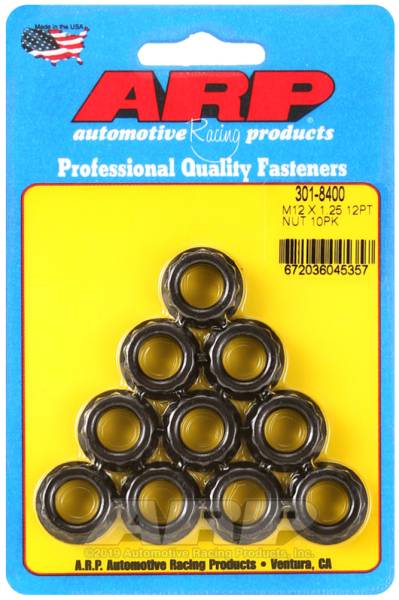 ARP - ARP 301-8400 ARP 12mm x 1.25 16mm Socket 12pt Nut Kit (10 pack)