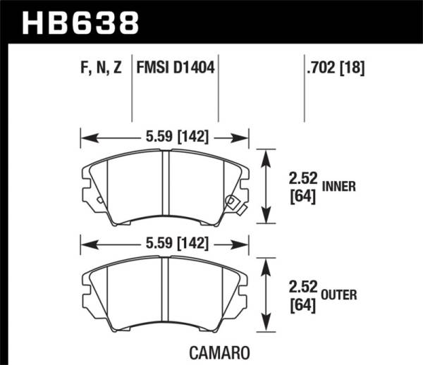 Hawk Performance - Hawk Performance kHB638B.702 Hawk 10-15 Chevrolet Camaro HPS 5.0 Front Brake Pads