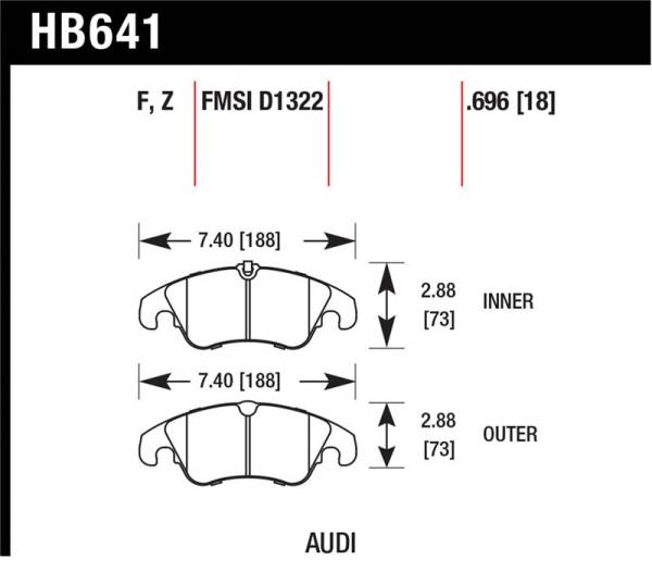 Hawk Performance - Hawk Performance kHB641Z.696 Hawk Performance 09-11 Audi A4/Quattro / 08-11 Quattro / 09-11 Q5 Front Ceramic Street Brake Pads