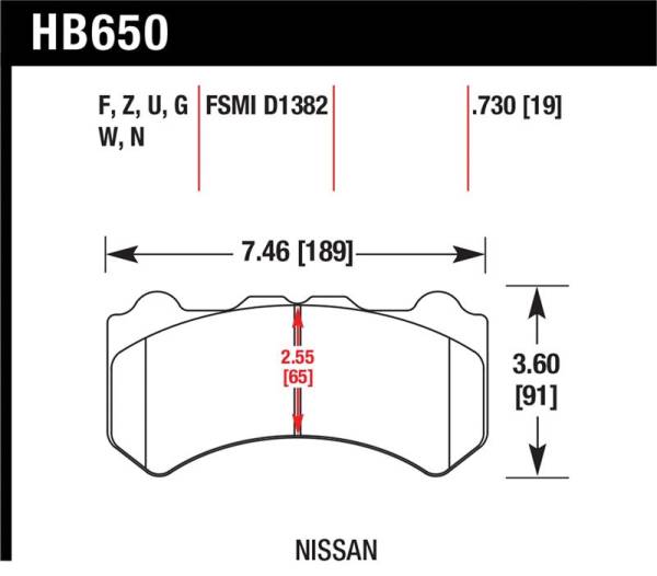Hawk Performance - Hawk Performance kHB650U.730 Hawk 09-11 Nissan GT-R DTC-70 Motorsports Front Brake Pads