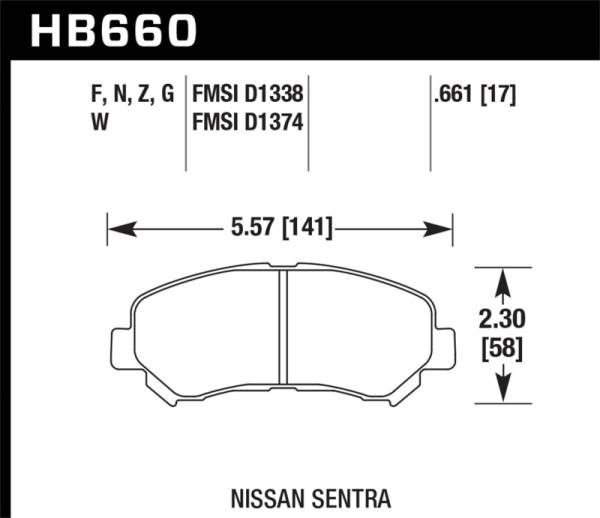 Hawk Performance - Hawk Performance kHB660B.661 Hawk 09-14/16-18 Nissan Maxima HPS 5.0 Front Brake Pads