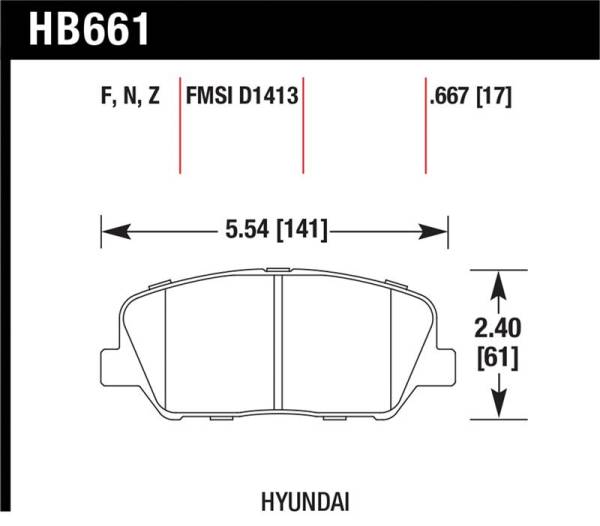 Hawk Performance - Hawk Performance kHB661F.667 Hawk 10 Hyundai Genesis Coupe (w/o Brembo Breaks) HPS Street Front Brake Pads