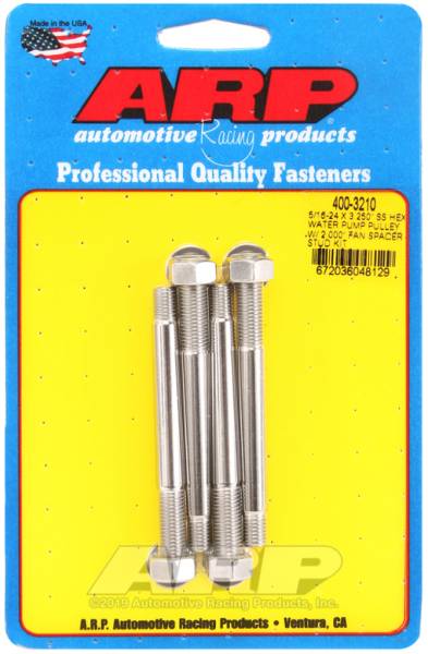 ARP - ARP 400-3210 ARP 5/16-24 X 3.250 SS Hex Water Pump Pulley w/ 2.000in Fan Spacer Stud Kit