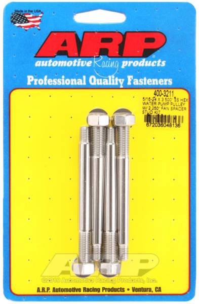 ARP - ARP 400-3211 ARP 5/16-24 X 3.500 SS Hex Water Pump Pulley w/ 2.250in Fan Spacer Stud Kit