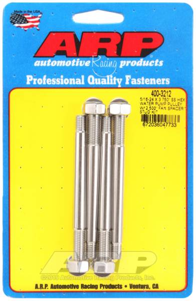 ARP - ARP 400-3212 ARP 5/16-24 X 3.750 SS Hex Water Pump Pulley w/ 2.500in Fan Spacer Stud Kit