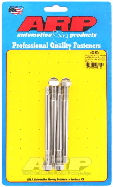 ARP - ARP 400-3214 ARP 5/16-24 X 4.250 SS Hex Water Pump Pulley w/ 3.000in Fan Spacer Stud Kit