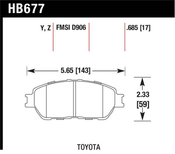 Hawk Performance - Hawk Performance kHB677Z.685 Hawk Lexus 02-03/04-06 ES300/330 Toyota 98-12 Tacoma/Adynl Models Street Perf Ceramic Ft Brake Pads