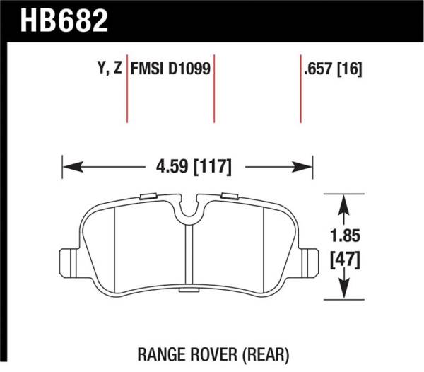 Hawk Performance - Hawk Performance kHB682Y.657 Hawk 05-09 Range Rover LR3 D1099 LTS Street Rear Brake Pads