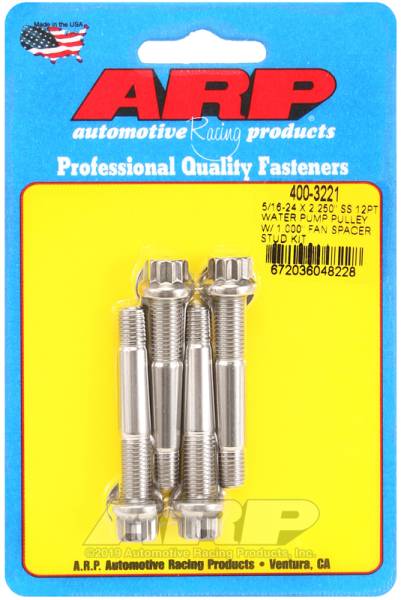 ARP - ARP 400-3221 ARP 5/16-24 x 2.250 SS 12pt Water Pump Pulley w/1.000in Fan Spacer Stud Kit
