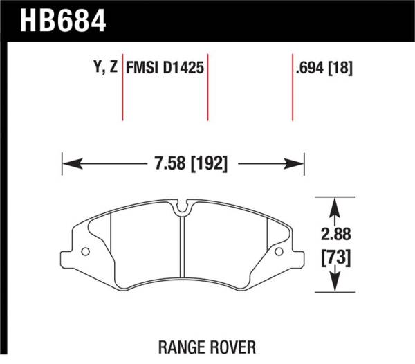 Hawk Performance - Hawk Performance kHB684Z.694 Hawk 10-13 Range Rover/Range Rover Sport Supercharged Performance Ceramic Street Front Brake Pads