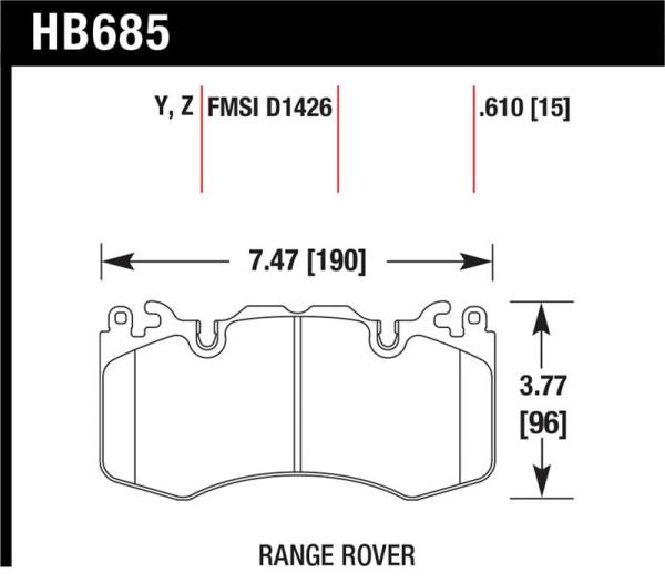 Hawk Performance - Hawk Performance kHB685Z.610 Hawk 10-11 Range Rover/Range Rover Sport Supercharged Performance Ceramic Street Front Brake Pads