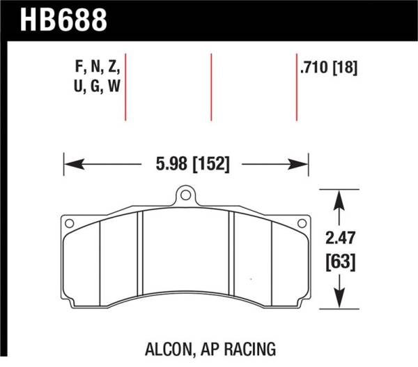Hawk Performance - Hawk Performance kHB688F.710 Hawk Alcon / AP Racing / Baer HPS Brake Pads