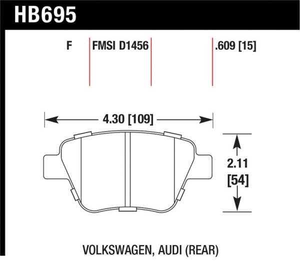 Hawk Performance - Hawk Performance kHB695B.609 Hawk 2011-2013 Audi A3 Except TDI HPS 5.0 Rear Brake Pads
