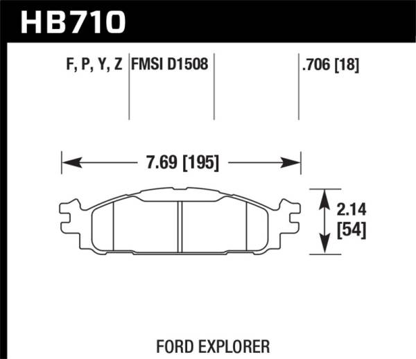 Hawk Performance - Hawk Performance kHB710Z.706 Hawk Ford/Lincoln 11-13 Explorer/09-13 Flex/10-13 Taurus/MKS/MKT Performance Ceramic Brake Pad