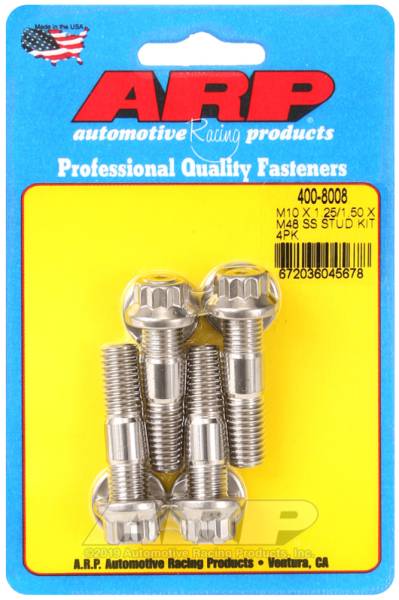 ARP - ARP 400-8008 ARP M10 X 1.25/1.50 X 48mm Broached Stud Kit (4 Pcs)