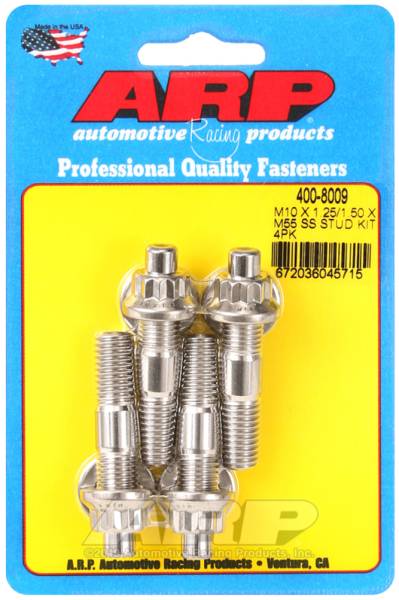 ARP - ARP 400-8009 ARP M10 X 1.25/1.50 X 55mm Broached Stud Kit (4 pcs)