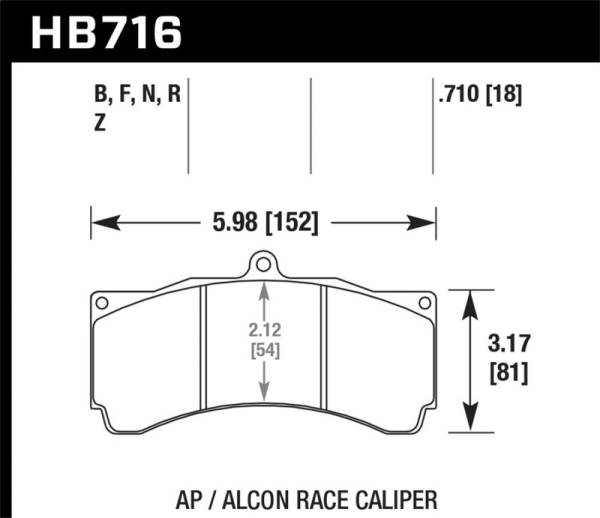 Hawk Performance - Hawk Performance kHB716U.710 Hawk AP Racing/Alcon Universal DTC-70 Race Brake Pads