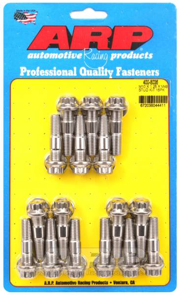 ARP - ARP 400-8036 ARP M10 x 1.25 x 48 Stainless Steel 12pt Broached Stud Kit (16/pkg)