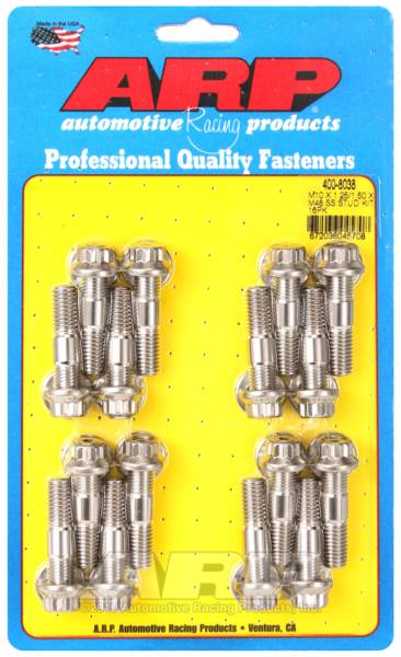 ARP - ARP 400-8038 ARP M10 x 1.25/1.50 x 48 Stainless Steel 12pt Broached Stud Kit (16/pkg)
