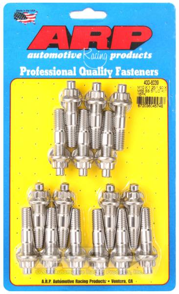 ARP - ARP 400-8039 ARP M10 x 1.25/1.50 x 55mm Stainless Steel Broached Stud Kit - 16 Pieces