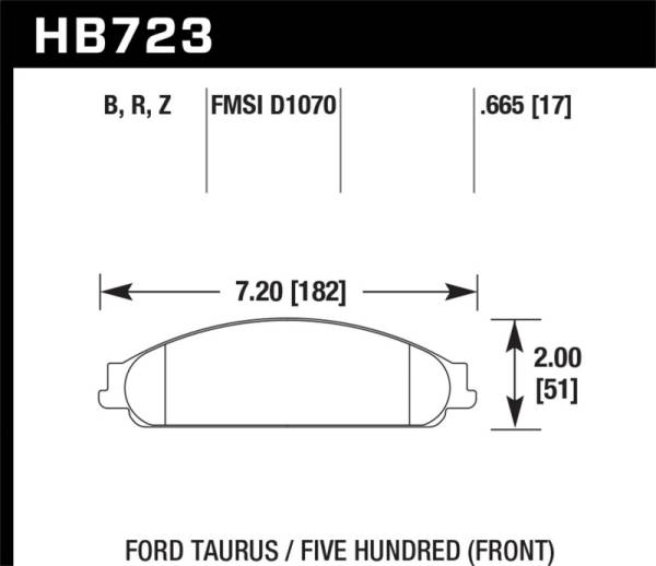 Hawk Performance - Hawk Performance kHB723B.665 Hawk 08-09 Ford Taurus / 05-07 Ford Five Hundred HPS 5.0 Street Front Brake Pads