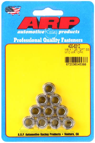 ARP - ARP 400-8312 ARP M8 x 1.25 12pt SS Nut Kit