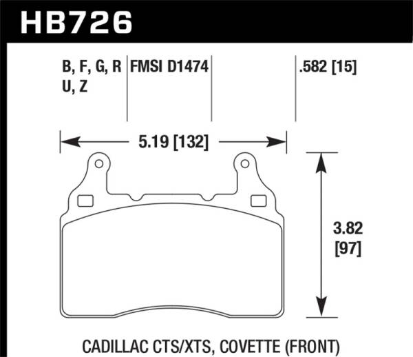 Hawk Performance - Hawk Performance kHB726B.582 Hawk 2014 Chevrolet Corvette HPS 5.0 Front Brake Pads