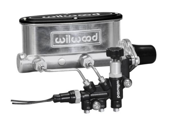 Wilwood - Wilwood 261-13270-P Wilwood HV Tandem M/C Kit w L/H Bracket & Prop Valve - 1 1/8in Bore Ball Burnished