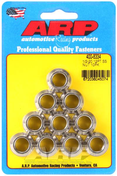 ARP - ARP 400-8334 ARP 1/2in x 20 SS 12pt Nut Kit (10/pkg)