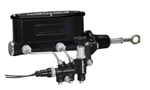 Wilwood - Wilwood 261-13272-BK Wilwood HV Tandem M/C Kit w L/H Bracket & Prop Valve - 7/8in Bore Black-W/Push. - Early Mustang