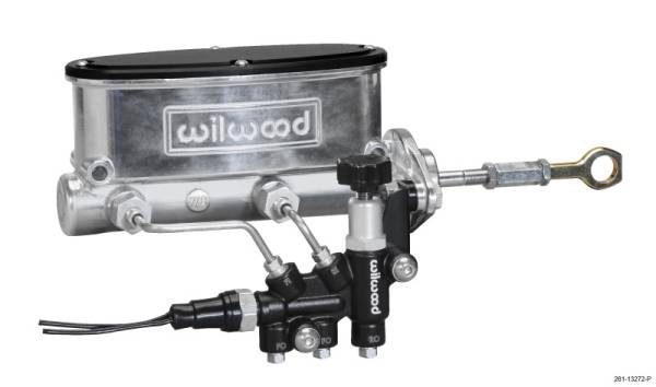 Wilwood - Wilwood 261-13272-P Wilwood HV Tandem M/C Kit w L/H Bracket & Prop Valve - 7/8in Bore Ball Burn.-W/Push
