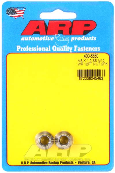 ARP - ARP 400-8350 ARP M8 x 1.00 (M10 wr) SS 12pt Nut Kit - 2 Pack