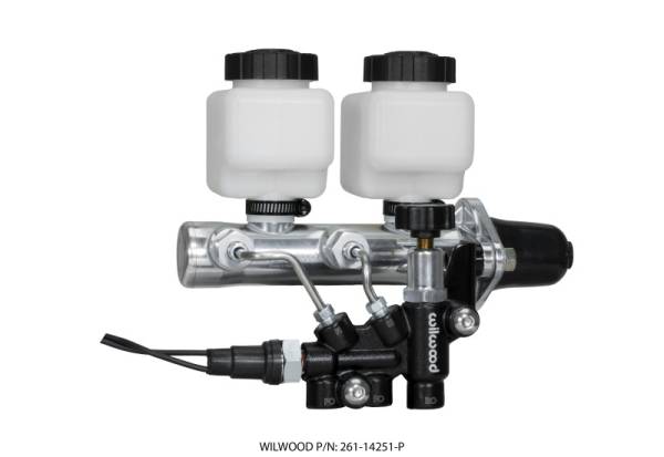 Wilwood - Wilwood 261-14251-P Wilwood Tandem Remote M/C Kit w L/H Bracket & Prop Valve - 1in Bore Ball Burnished