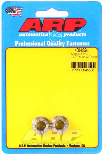 ARP - ARP 400-8354 ARP M10 X 1.25 SS 12mm socket 12pt Nut Kit