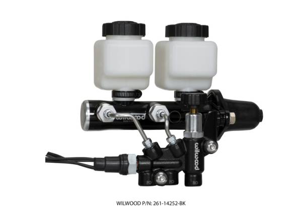 Wilwood - Wilwood 261-14252-BK Wilwood Tandem Remote M/C Kit w L/H Bracket & Prop Valve - 1 1/8in Bore Black
