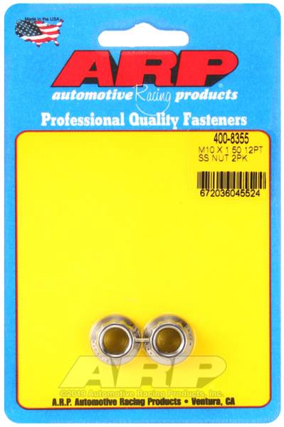ARP - ARP 400-8355 ARP M10 X 1.50 SS 12mm socket 12pt Nut Kit (2-pack)