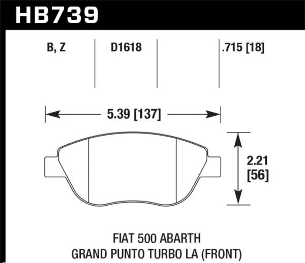 Hawk Performance - Hawk Performance kHB739B.715 Hawk 2013 Fiat 500 Abarth Front HPS 5.0 Street Brake Pads