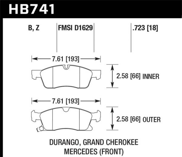 Hawk Performance - Hawk Performance kHB741B.723 Hawk 13-15 Mercedes-Benz GL350/450 12-15 ML350 2015 ML250 HPS 5.0 Front Brake Pads