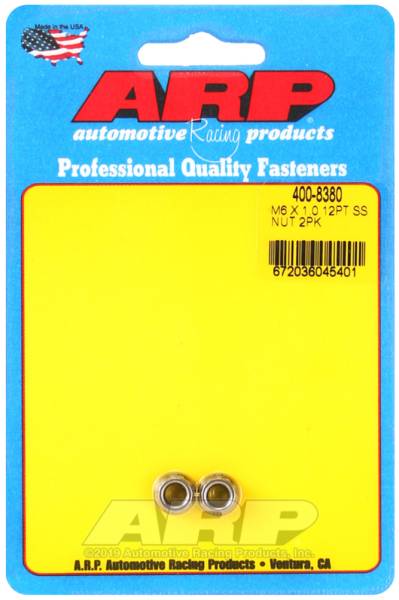 ARP - ARP 400-8380 ARP M6 x 1.00 (M8 WR) SS 12pt Nut Kit (Set of 2)