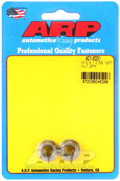 ARP - ARP 401-8331 ARP M10 x 1.0 SS 12pt Nut Kit (2/pkg)