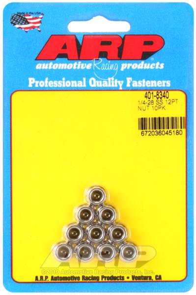 ARP - ARP 401-8340 ARP 1/4-20in SS 12pt Nut Kit (10/pkg)