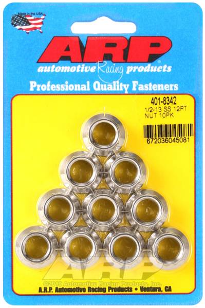 ARP - ARP 401-8342 ARP 1/2-13 SS 12pt Nut Kit (Pack of 10)