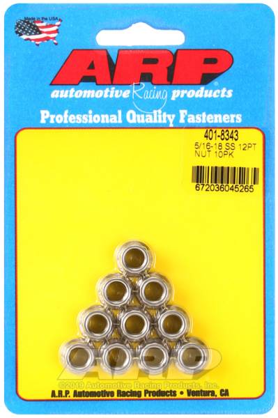 ARP - ARP 401-8343 ARP 5/16-18 12PT Nut Kit SS - 10 PK
