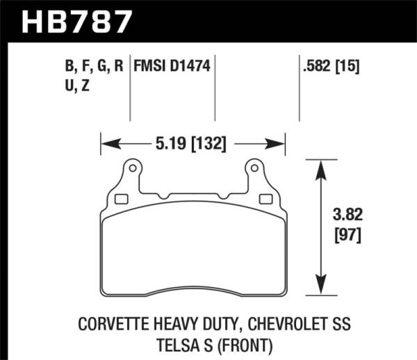Hawk Performance - Hawk Performance kHB787N.582 Hawk 15 Chevy Corvette / 16-17 Chevy Camaro / 16-17 Cadillac CTS HP+ Front Brake Pads
