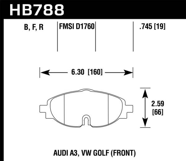 Hawk Performance - Hawk Performance kHB788Z.745 Hawk 15-17 VW Golf / Audi A3/A3 Quattro Performance Ceramic Street Front Brake Pads