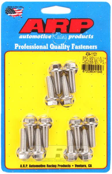 ARP - ARP 434-1101 ARP SBC/GENIII LS 1/4 Flange SS Hex Header Bolt Kit