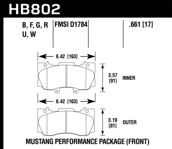 Hawk Performance - Hawk Performance kHB802B.661 Hawk 15-17 Ford Mustang Performance Package HPS 5.0 Front Brake Pads